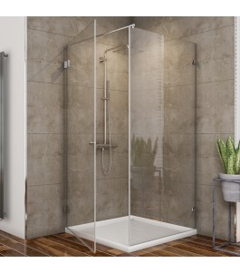 Eck-Duschkabine Borba-01, außenöffnend, Chrom | Glastuershop24