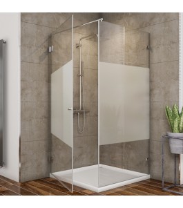 Eck-Duschkabine Borba-01 außenöffnend, Chrom, Blinds | Glastuershop24