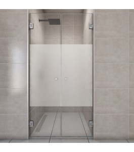 Duschtüren Emas-04 Pendelband Chrom mit Blinds-Motiv | Glastuershop24
