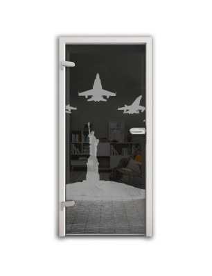 Ganzglastür F16 Gelasert Auf Grauglas