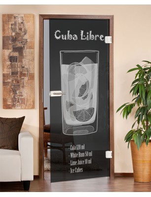 Ganzglastür Cuba Libre Gelasert Auf Grauglas