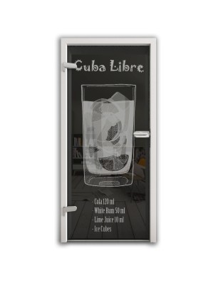 Ganzglastür Cuba Libre Gelasert Auf Grauglas