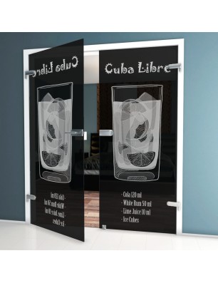 Ganzglastür Cuba Libre Gelasert Auf Grauglas