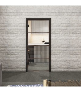 Ganzglastür Loft Rosteisen Genietet 02 auf Klarglas | Glastuershop24
