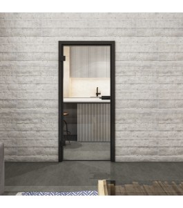 Ganzglastür Loft Schwarzlack 04 auf Klarglas | Glastuershop24