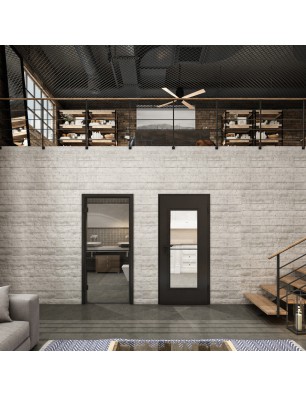 Ganzglastür Loft Schwarzlack 04 auf Klarglas | Glastuershop24