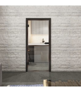 Ganzglastür Loft Rosteisen Genietet 04 auf Klarglas | Glastuershop24
