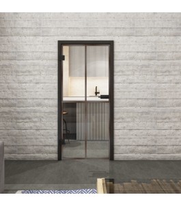 Ganzglastür Loft Rosteisen Genietet 08 auf Klarglas | Glastuershop24