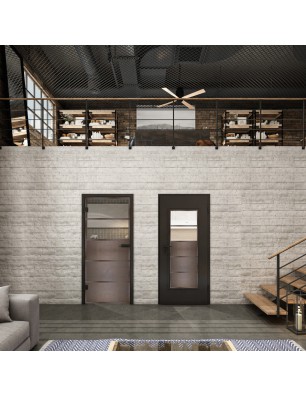 Ganzglastür Loft Rosteisen Genietet 13 auf Klarglas | Glastuershop24