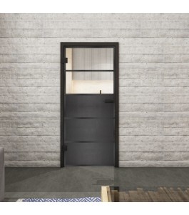Ganzglastür Loft mit Schwarzeisen-Design | Glastuershop24
