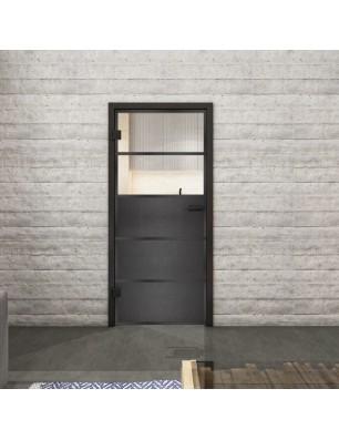 Ganzglastür Loft mit Schwarzeisen-Design | Glastuershop24
