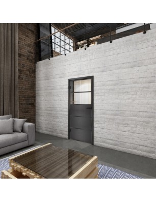 Ganzglastür Loft mit Schwarzeisen-Design | Glastuershop24