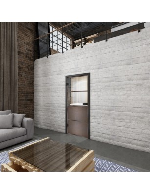 Ganzglastür Loft Rosteisen Genietet 14 auf Klarglas | Glastuershop24