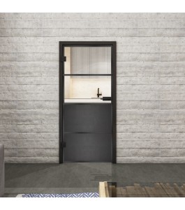 Ganzglastür Loft mit schwarzem Geniet-Design auf Klarglas | Glastuershop24