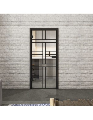 Ganzglastür Loft Schwarzlack 13 auf Klarglas | Glastuershop24