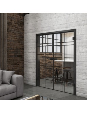 Ganzglastür Loft Schwarzlack 13 auf Klarglas | Glastuershop24