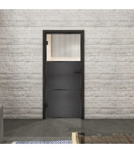 Ganzglastür Loft mit Schwarzeisen-Detail und Klarglas | Glastuershop24