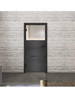 Ganzglastür Loft mit Schwarzeisen-Detail und Klarglas | Glastuershop24