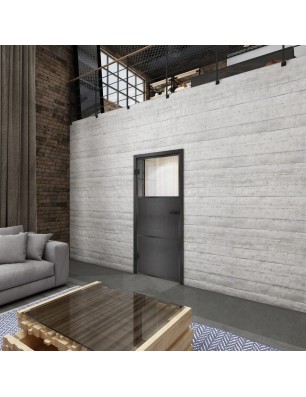 Ganzglastür Loft mit Schwarzeisen-Detail und Klarglas | Glastuershop24