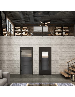 Ganzglastür Loft mit Schwarzeisen-Detail und Klarglas | Glastuershop24