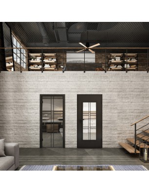 Ganzglastür Loft Schwarzlack 14 auf Klarglas | Glastuershop24