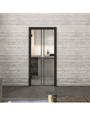 Ganzglastür Loft Schwarzlack 15 auf Klarglas | Glastuershop24
