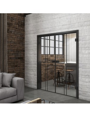 Ganzglastür Loft Schwarzlack 15 auf Klarglas | Glastuershop24