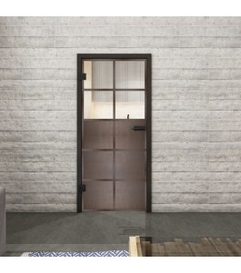 Ganzglastür Loft Rosteisen Genietet 17 auf Klarglas | Glastuershop24