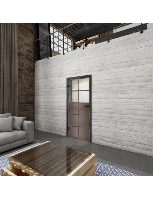 Ganzglastür Loft Rosteisen Genietet 17 auf Klarglas | Glastuershop24