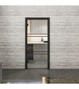 Ganzglastür Loft Schwarzlack 17 mit Klarglas | Glastuershop24