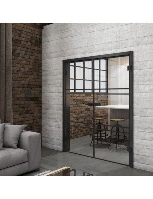 Ganzglastür Loft Schwarzlack 17 mit Klarglas | Glastuershop24