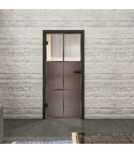 Ganzglastür Loft Rosteisen Genietet 19 auf Klarglas | Glastuershop24