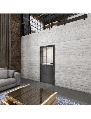 Ganzglastür Loft mit Schwarzeisen-Design und Klarglas | Glastuershop24