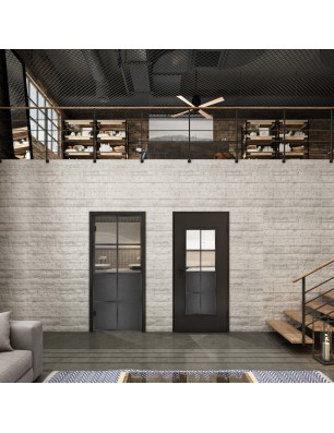 Ganzglastür Loft mit Schwarzeisen-Design und Klarglas | Glastuershop24