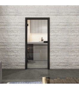 Ganzglastür Loft Schwarzlack 18 auf Klarglas | Glastuershop24