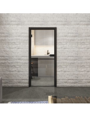 Ganzglastür Loft Schwarzlack 18 auf Klarglas | Glastuershop24
