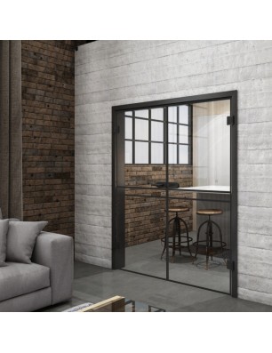 Ganzglastür Loft Schwarzlack 18 auf Klarglas | Glastuershop24