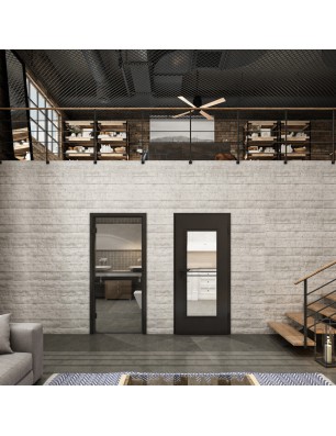Ganzglastür Loft Schwarzlack 18 auf Klarglas | Glastuershop24