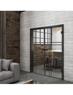 Ganzglastür Loft Schwarzlack 20 auf Klarglas | Glastuershop24