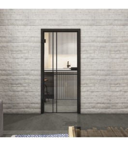 Ganzglastür Loft Schwarzlack 21 auf Klarglas | Glastuershop24
