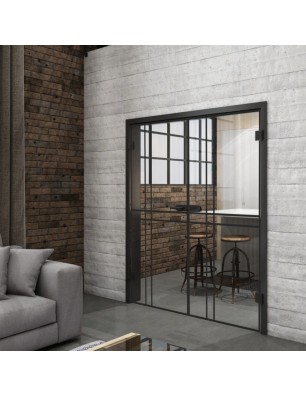 Ganzglastür Loft Schwarzlack 21 auf Klarglas | Glastuershop24