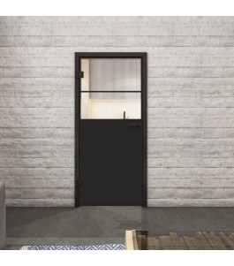 Ganzglastür Loft Schwarzlack 22 auf Klarglas | Glastuershop24