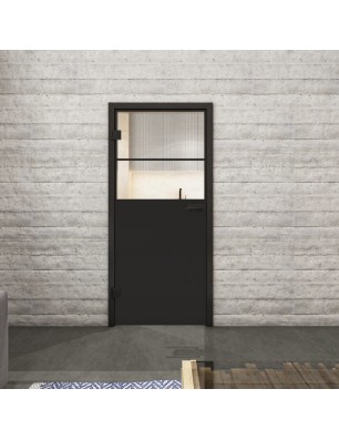 Ganzglastür Loft Schwarzlack 22 auf Klarglas | Glastuershop24