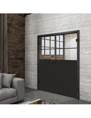 Ganzglastür Loft Schwarzlack 22 auf Klarglas | Glastuershop24