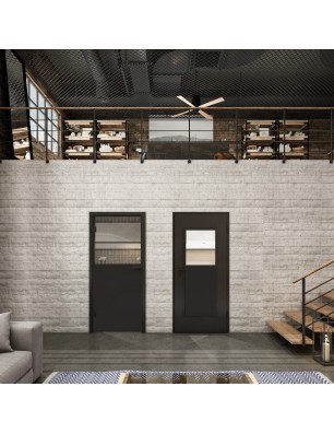 Ganzglastür Loft Schwarzlack 22 auf Klarglas | Glastuershop24