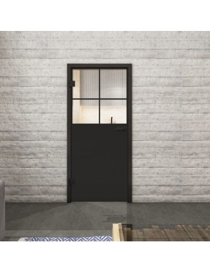 Ganzglastür Loft Schwarzlack 23 auf Klarglas | Glastuershop24