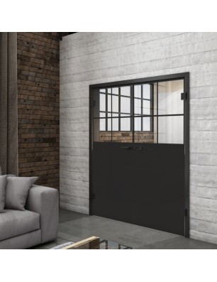 Ganzglastür Loft Schwarzlack 23 auf Klarglas | Glastuershop24