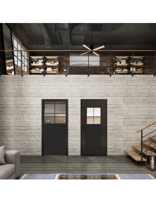 Ganzglastür Loft Schwarzlack 23 auf Klarglas | Glastuershop24
