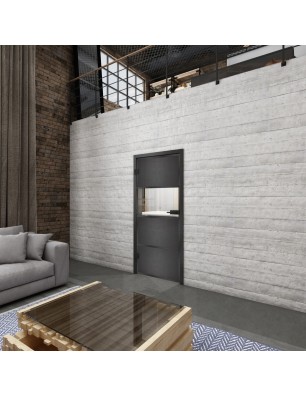 Ganzglastür Loft Schwarzeisen Genietet 26 auf Klarglas | Glastuershop24