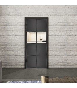 Loft Schwarzeisen Genietet 29 auf Klarglas | Glastuershop24